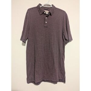 Faherty Mens Medium Tall MT Pink Blue Striped Polo Golf Short Sleeve‎ Shirt